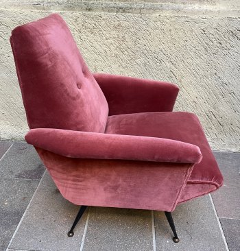 POLTRONA ANNI '50 VELLUTO ROSA CICLAMINO