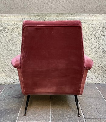 POLTRONA ANNI '50 VELLUTO ROSA CICLAMINO