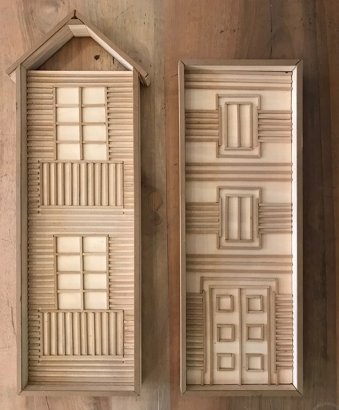 PAIR OF PLYWOOD HOUSES