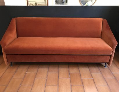 SOFA BED IN ORANGE VELVET