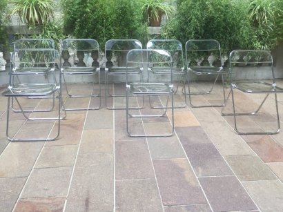 SET OF 4 PLIA CHAIRS BY G.PIRETTI FOR ANONIMA CASTELLI TRANSPARENT PLASTIC