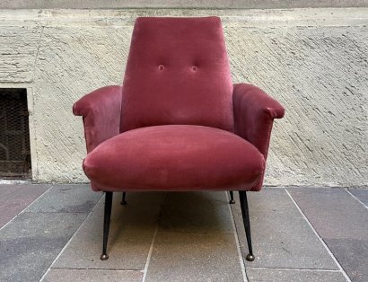 1950S ARMCHAIR CYCLAMEN PINK VELVET