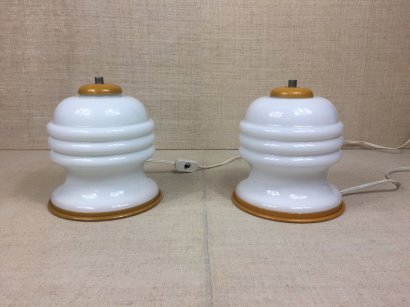 PAIR OF OPALINE GLASS LAMPS