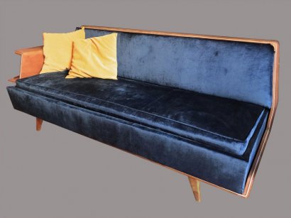 SOFA BED IN BLUE VELVET