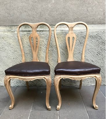 SET OF 6 PICKLED NATURAL CHAIRS
