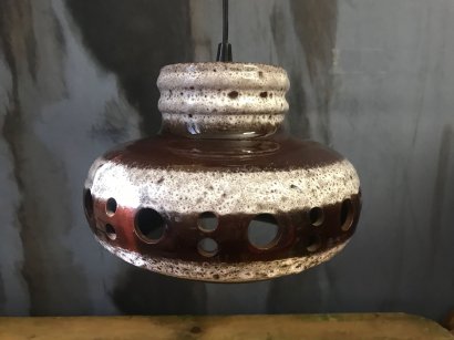 BROWN GLAZED CERAMIC PENDANT LAMP