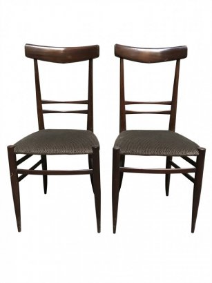 ROSEWOOD CHAIRS WITH SEATS IN BROWN VELVET
